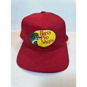 Bass Pro Shops Mesh Trucker Hat Red Baseball Cap Logo Fishing SnapBack